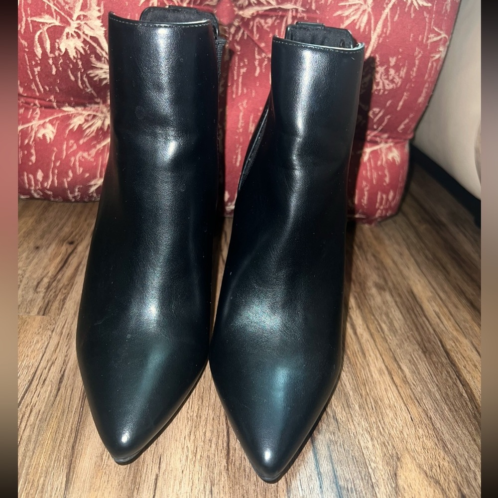 Black Faux Leather Ankle Boots